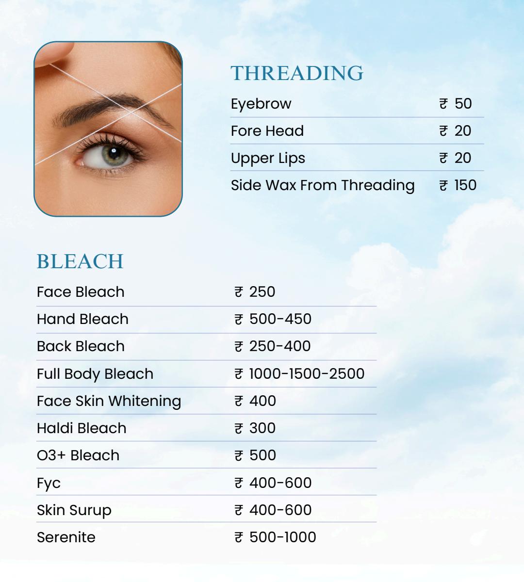 Salon Services rate card preview